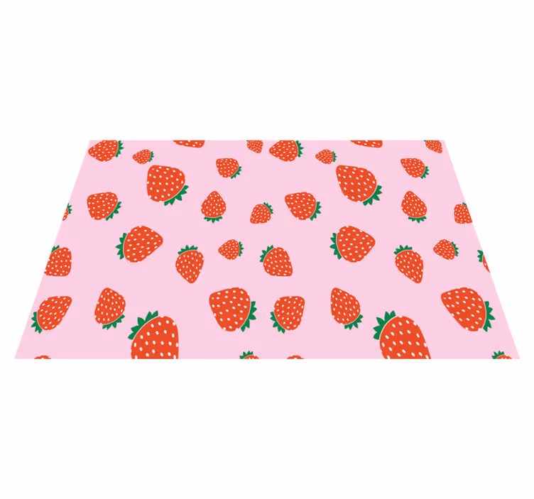 Jordbær mønster på rosa bakgrunn spisebrikke original - Tenstickers