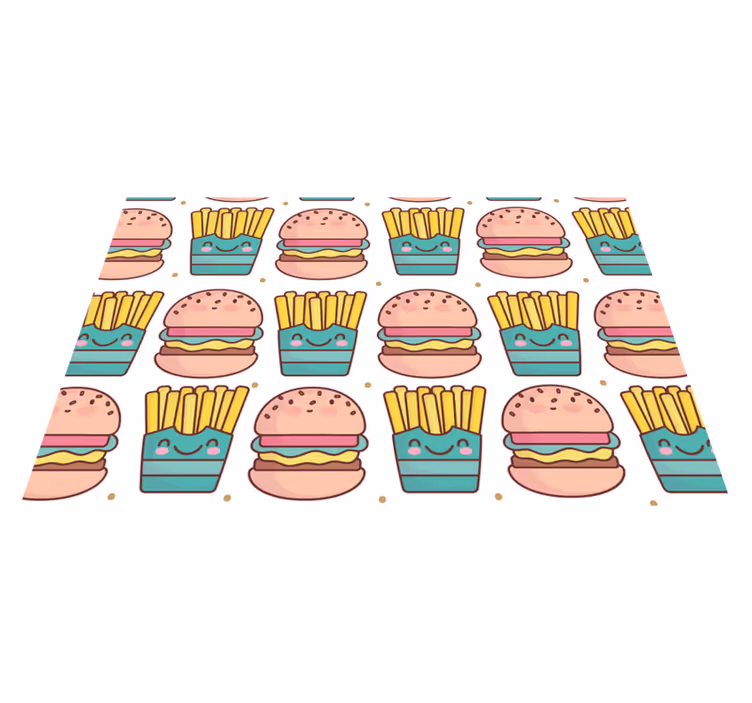 Spisebrikke spedbarn med glad burger mønster - Tenstickers