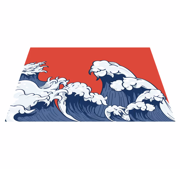 Rød kanagawa-bølge spisebrikke original - Tenstickers