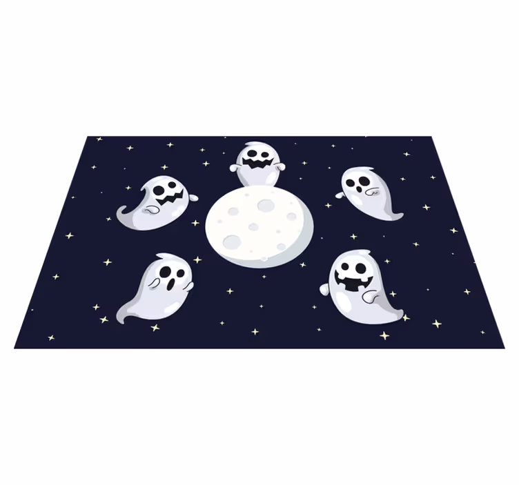 Hvite flygende spøkelser med måne spisebrikke Halloween - Tenstickers