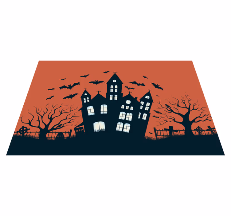 Stjerneklar slott med flygende flaggermus spisebrikke Halloween - Tenstickers