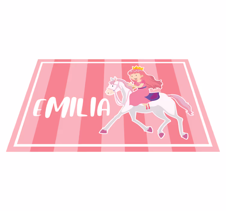 Rosa prinsesse som rir på en hvit hest spisebrikke spedbarn - Tenstickers