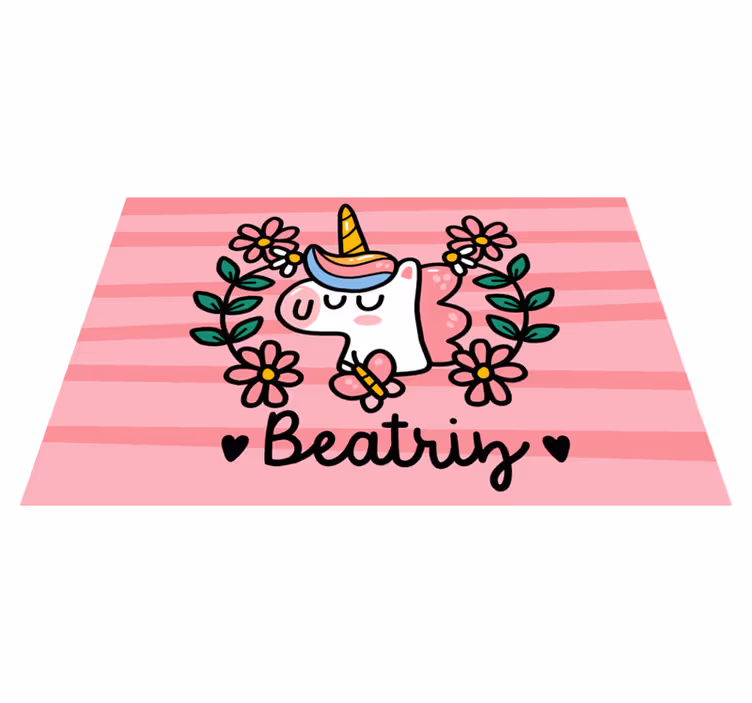 Spisebrikke spedbarn med eventyrlig enhjørning og blomster - Tenstickers
