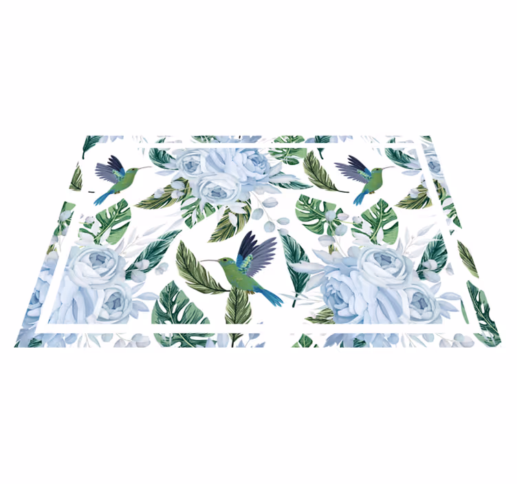 Spisebrikke moderne med blomster og kolibri mønster - Tenstickers