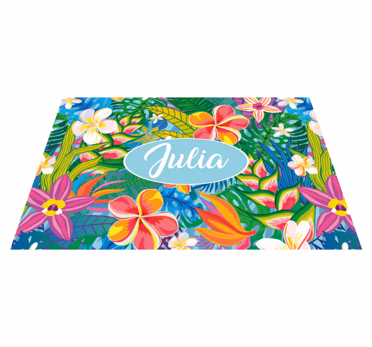 Spisebrikke med navn tropisk blomstermotiv - Tenstickers