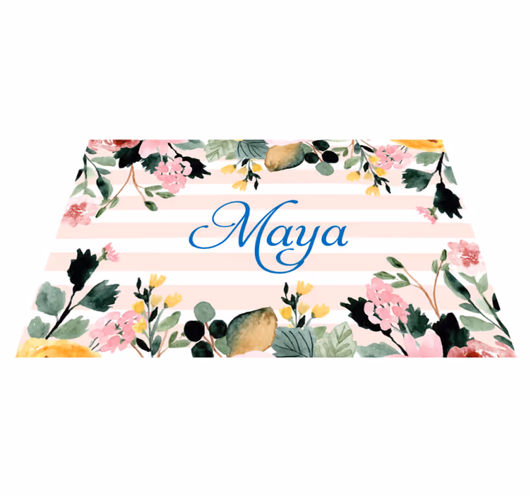 Spisebrikke med navn floral tilpasset design - Tenstickers