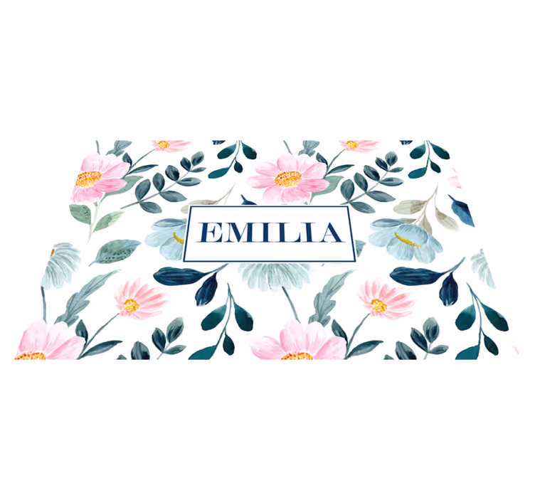 Spisebrikke med navn blomsterdesign personlig - Tenstickers