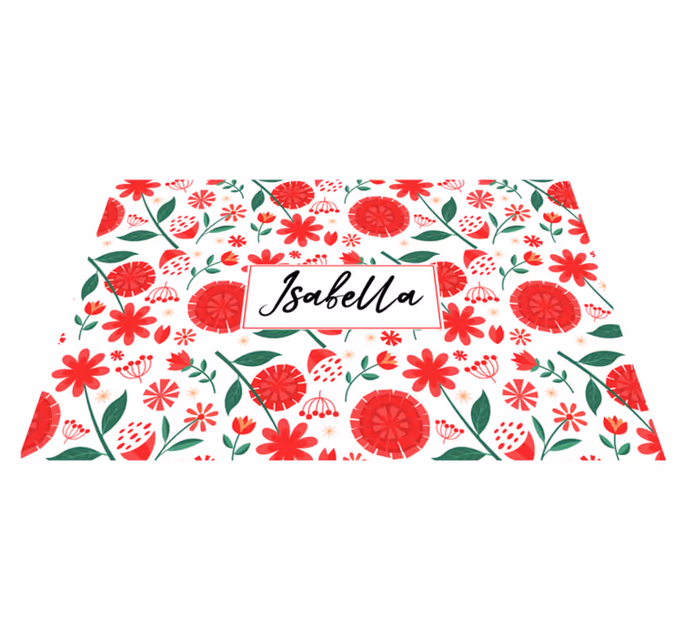 Spisebrikke med navn floral kunstverk - Tenstickers