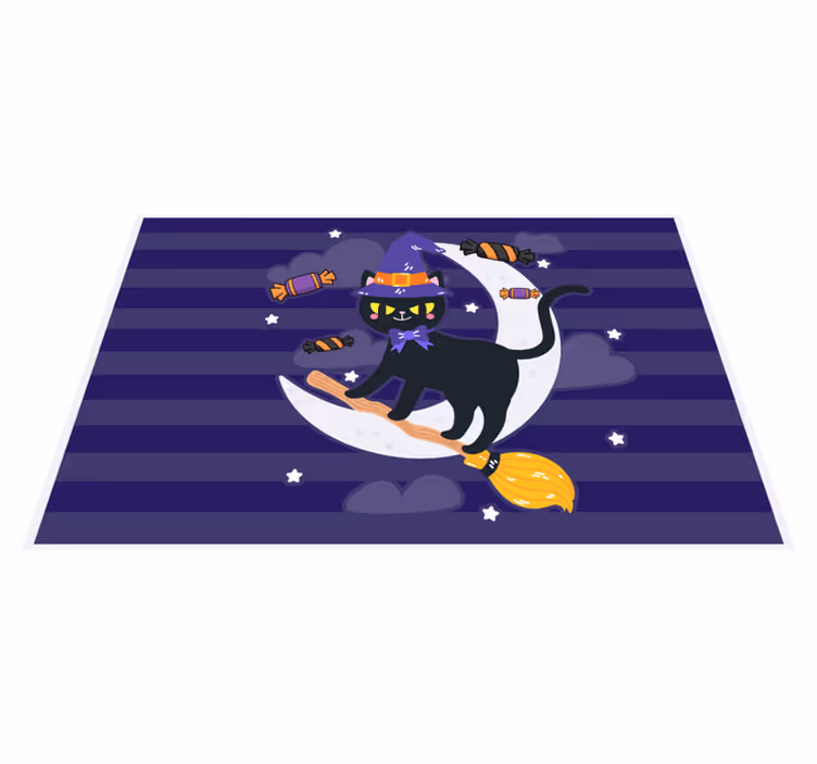 Spisebrikke halloween katt på kosteskaft - Tenstickers