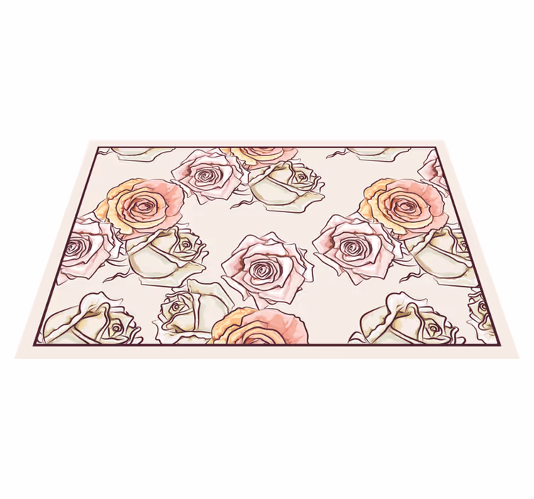 Spisebrikke original roseblomsterarrangement - Tenstickers
