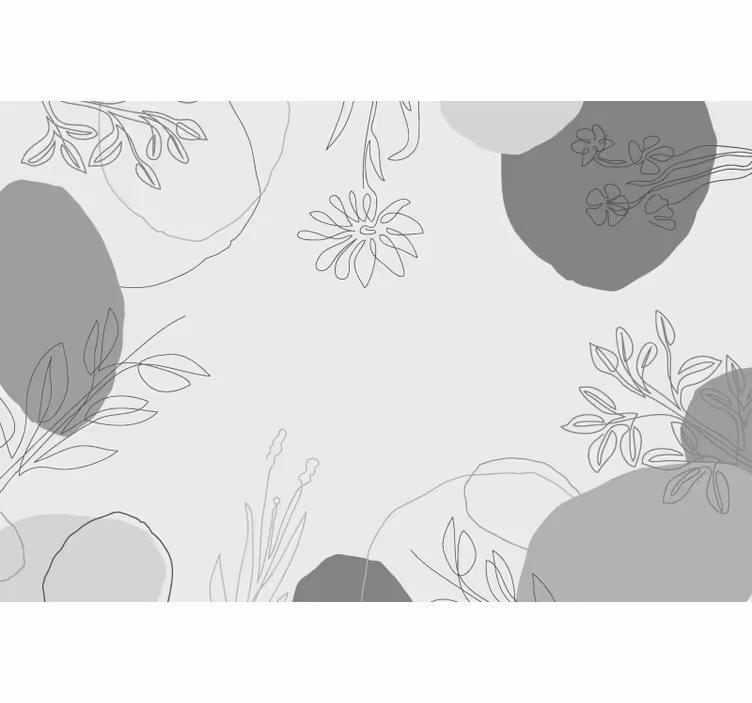 Botaniske gråtoner fototapet kjøkken - Tenstickers