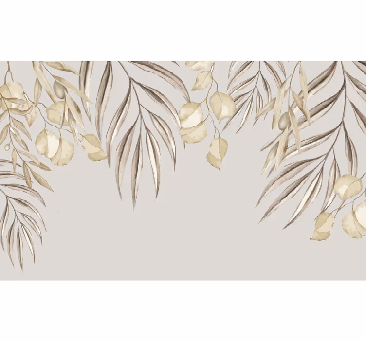 Myk beige palme fototapet bad - Tenstickers
