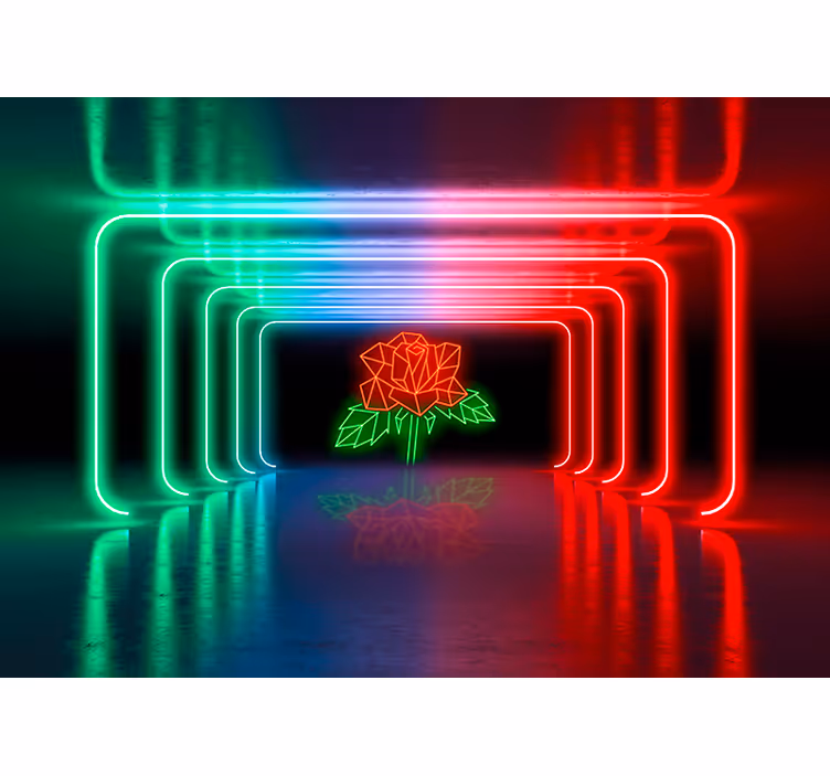 Neon rose 3d effekt fototapet - Tenstickers