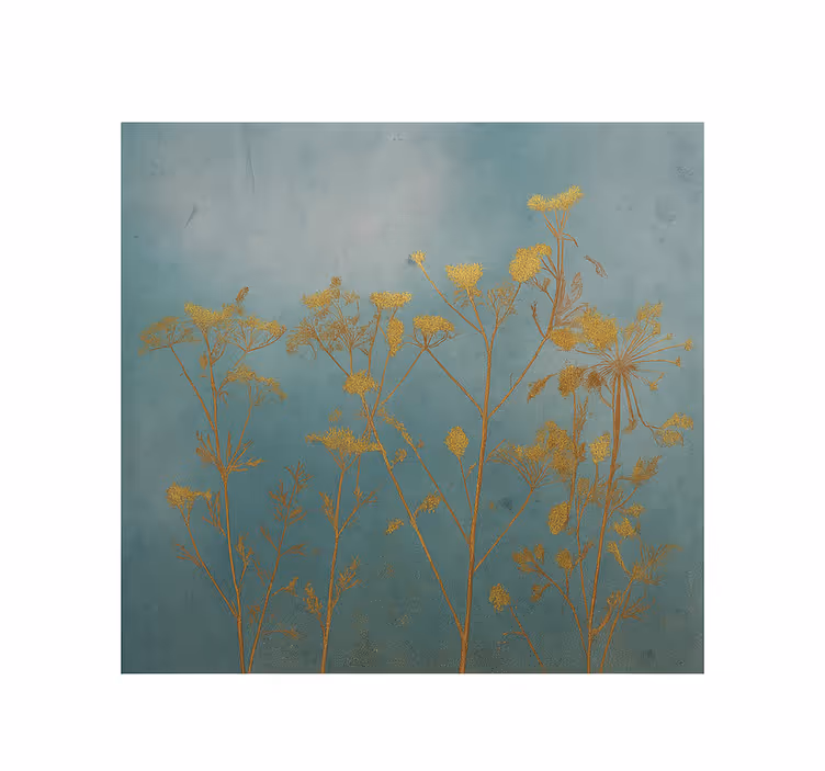 Gyllen blomsterdesign fototapet stue - Tenstickers
