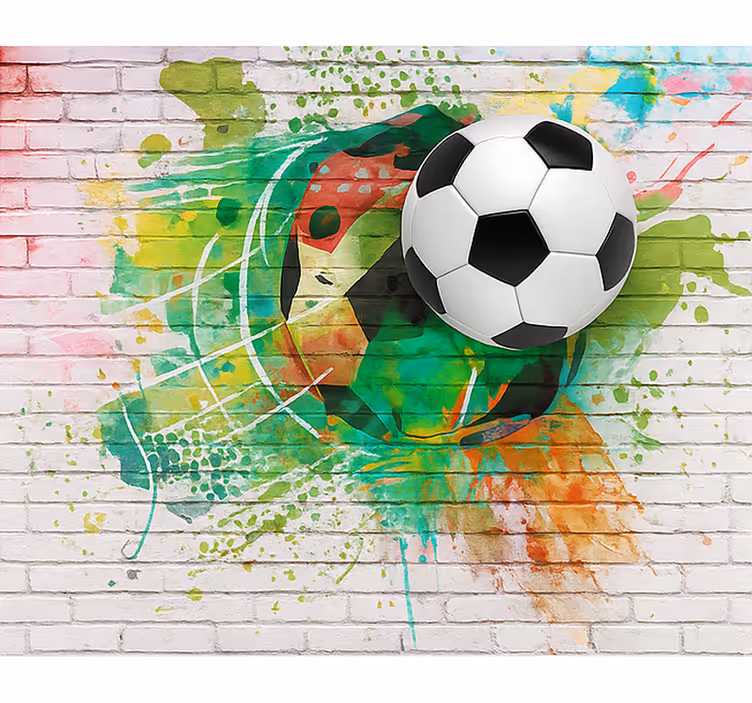 Flerfarget fotballball fototapet ungdom - Tenstickers