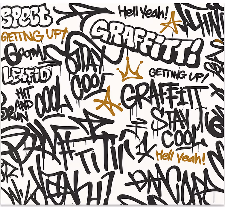 Svart-hvitt graffiti fototapet ungdom - Tenstickers