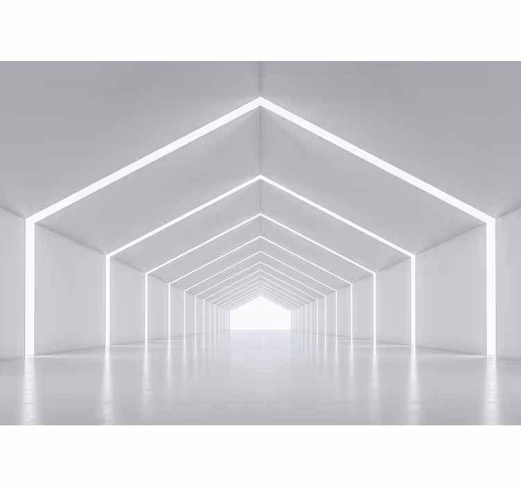 Hvit tunnel 3d fototapet - Tenstickers