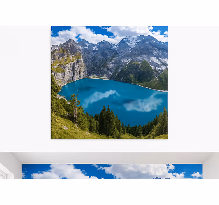 Gyllen solnedgang i fjellene fototapet fjell - Tenstickers