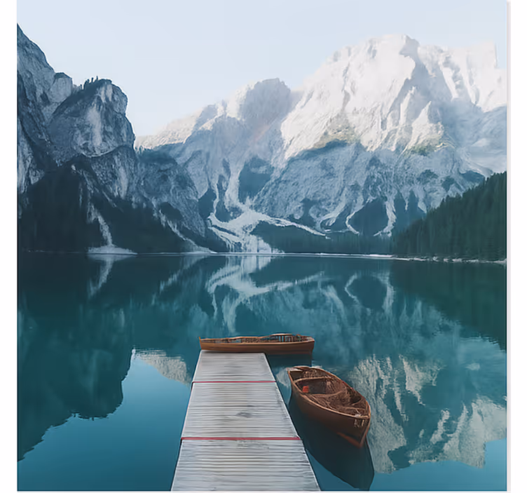 Lago di braies, dolomittene fototapet fjell - Tenstickers