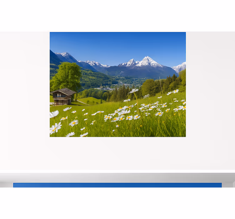 Alpinhytte om sommeren fototapet fjell - Tenstickers