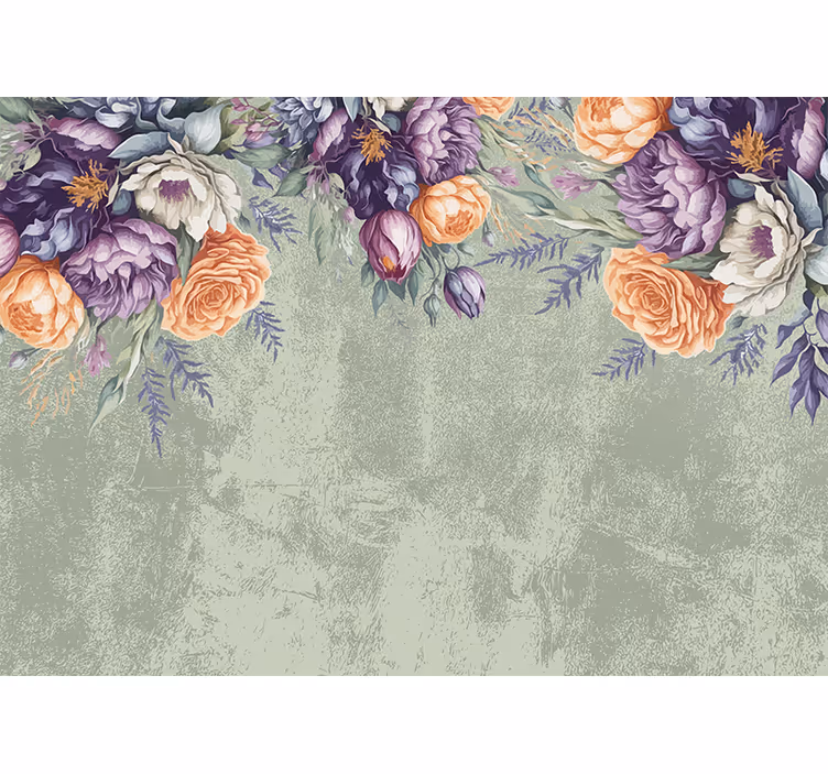 Vintage blomsterdesign fototapet ekteskap - Tenstickers