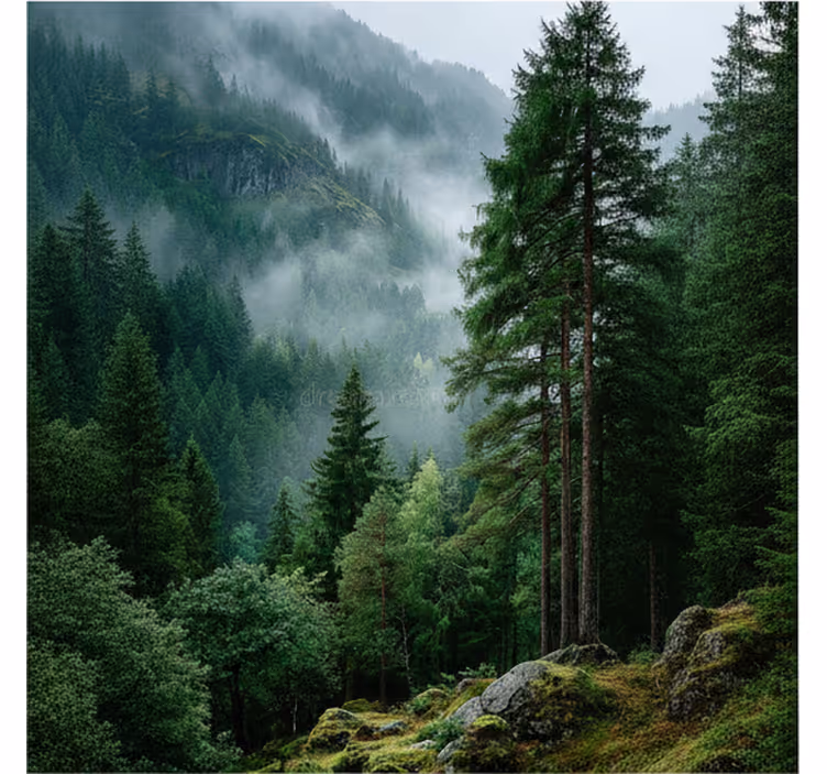 Fototapet skog det stemningsfulle valget - Tenstickers