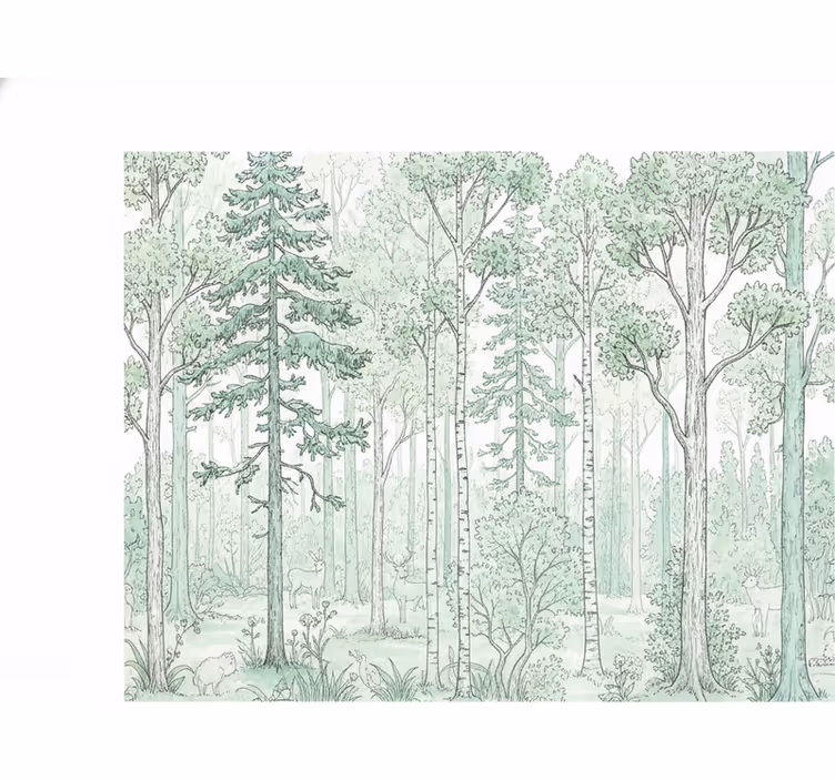 Fototapet skog mint skisse - Tenstickers