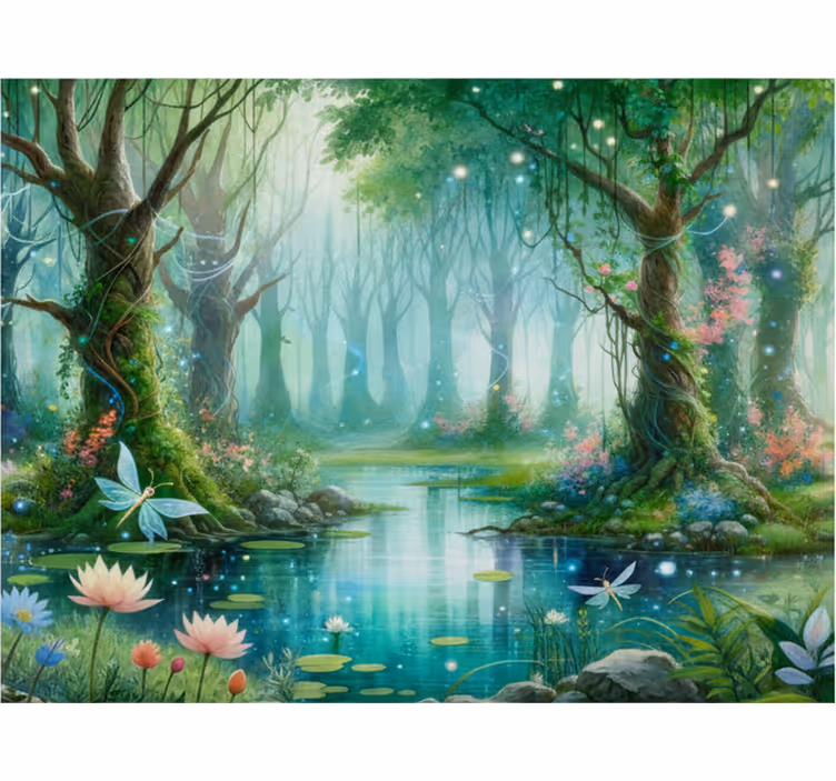 Fototapet skog eventyrlig feillustrasjon - Tenstickers