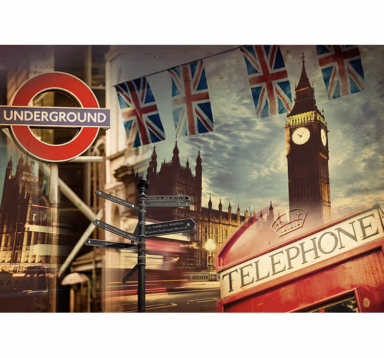 London collage fototapet London - Tenstickers
