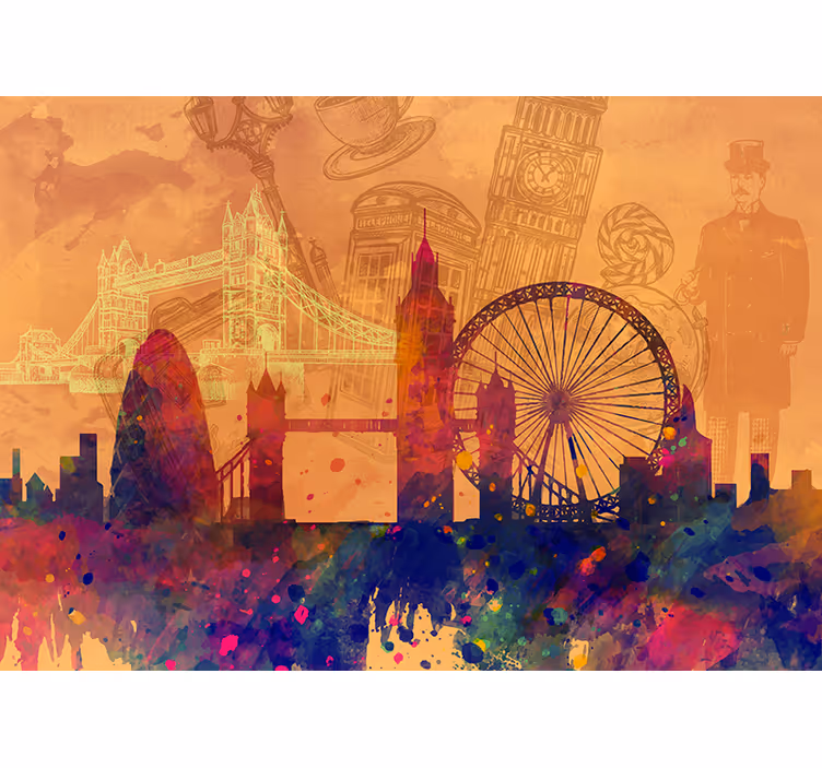 Abstrakt skyline london fototapet - Tenstickers