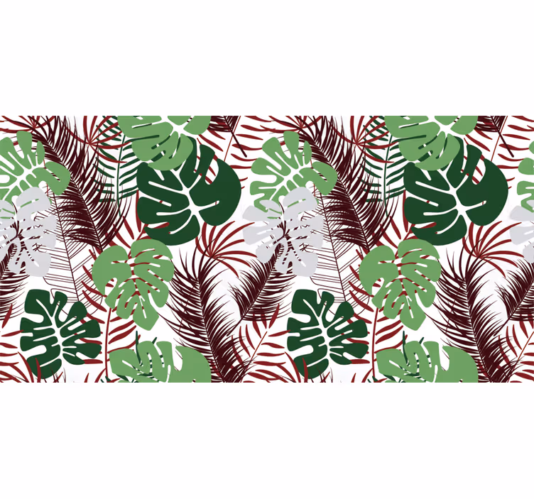 Fototapet jungel monstera blader med røde grener - Tenstickers
