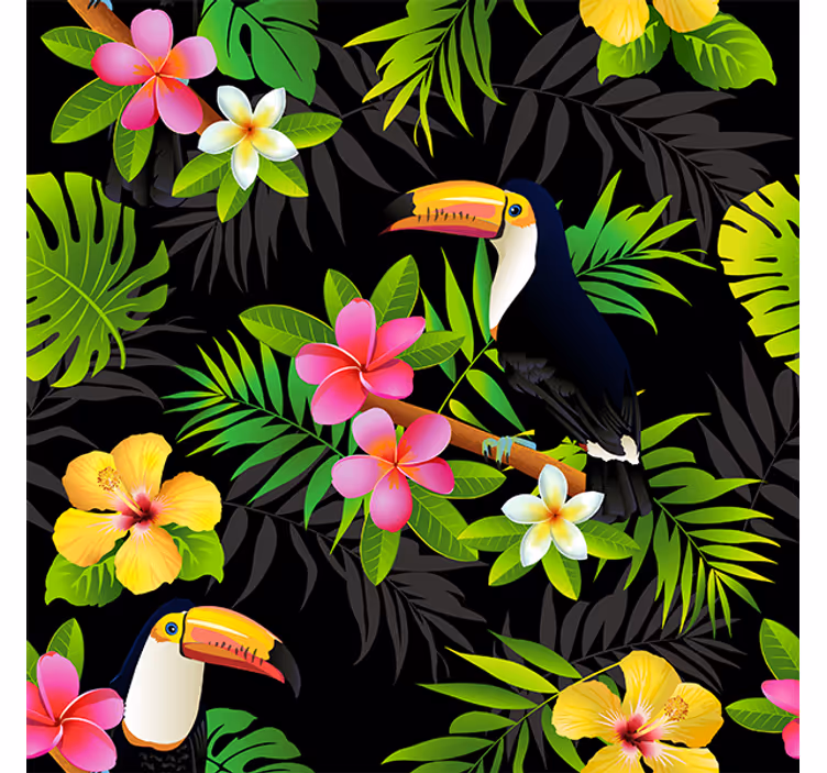 Fototapet jungel møbelvinyl med jungelplanter - Tenstickers
