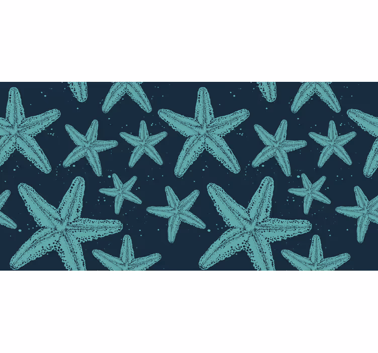 Fototapet bad starfish blåtoner møbler - Tenstickers
