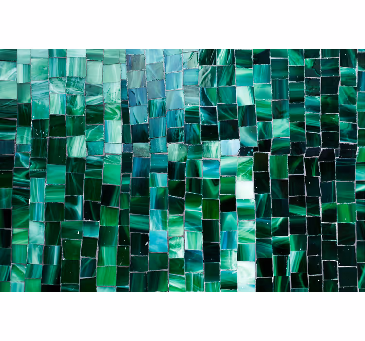 Fototapet bad grønn mosaikkflis gradient - Tenstickers
