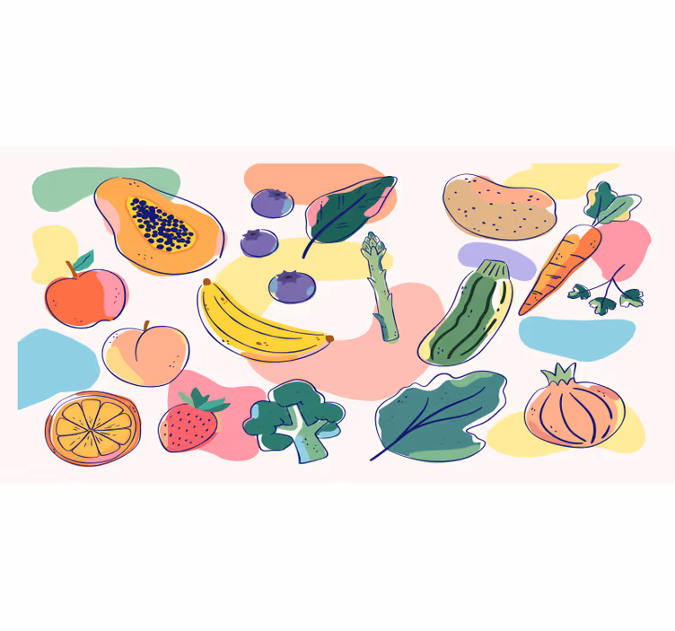 Fototapet kjøkken fargerike frukter - Tenstickers