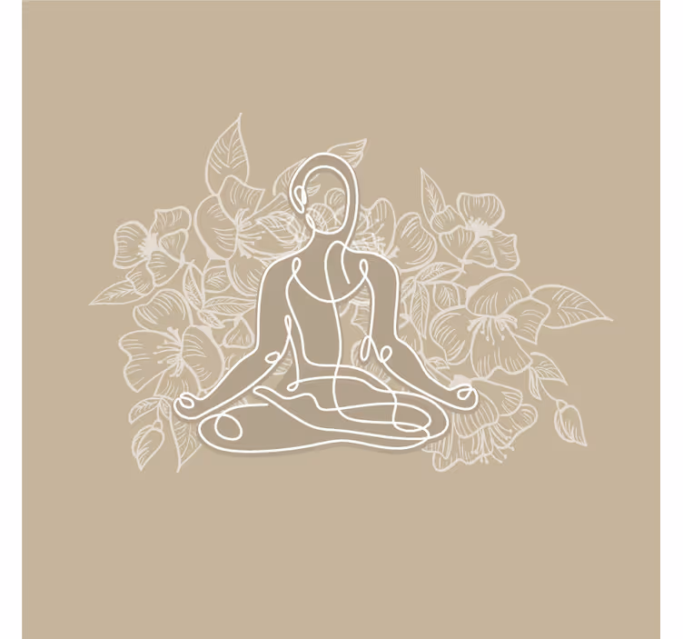 Fototapet beige med mediterende kvinne yogamatte - Tenstickers