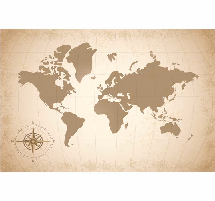 Fototapet beige gammelt vintage verdenskart - Tenstickers