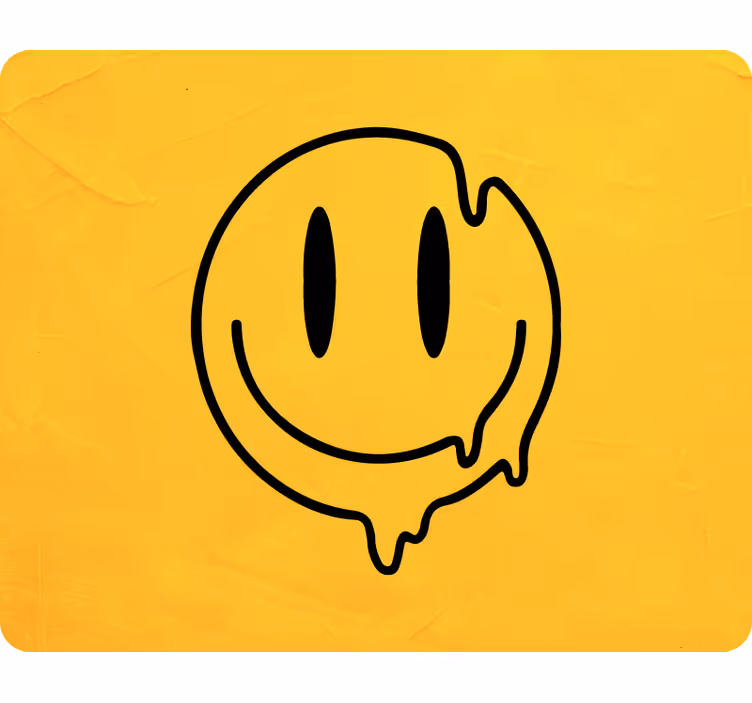 Fototapet gul flytende smilefjes ikon - Tenstickers