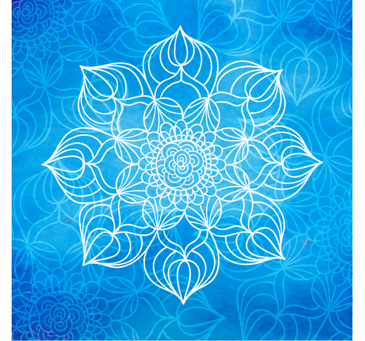 Fototapet blå maleri med sprut mandala - Tenstickers