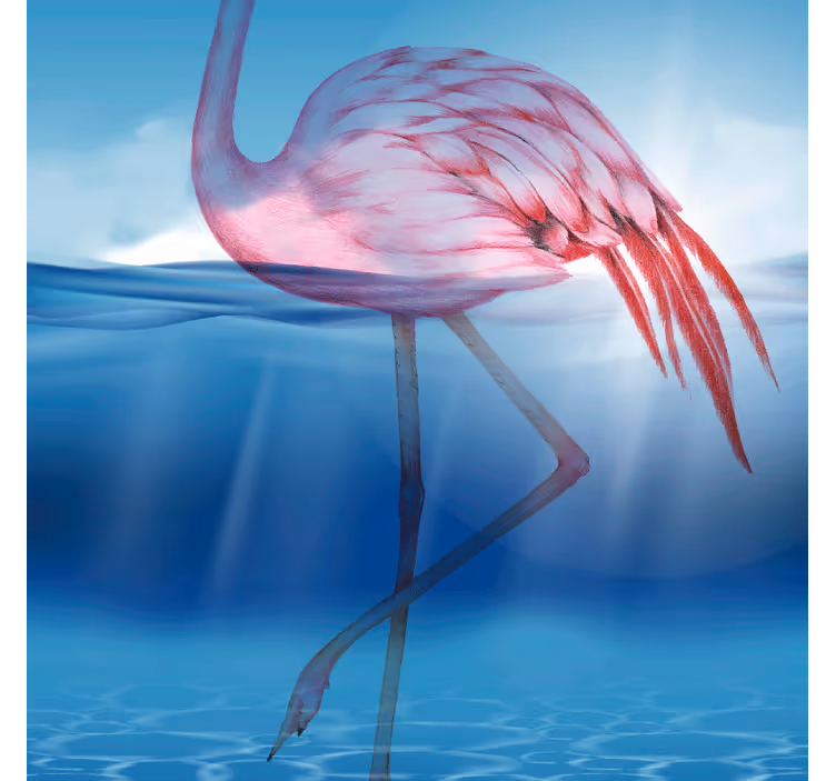 Fototapet blå med undervannsdesign av flamingo - Tenstickers