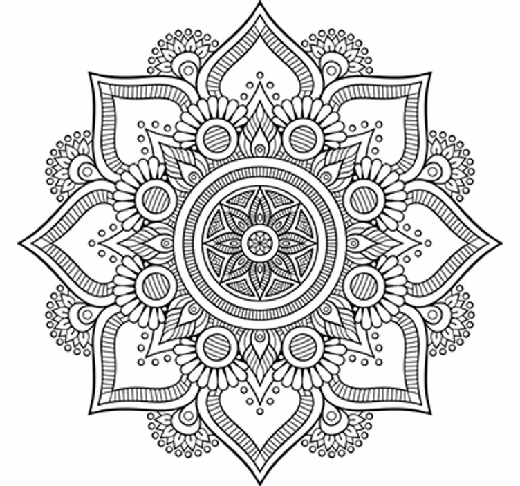 Fototapet hvit mandala blomsterdesign - Tenstickers