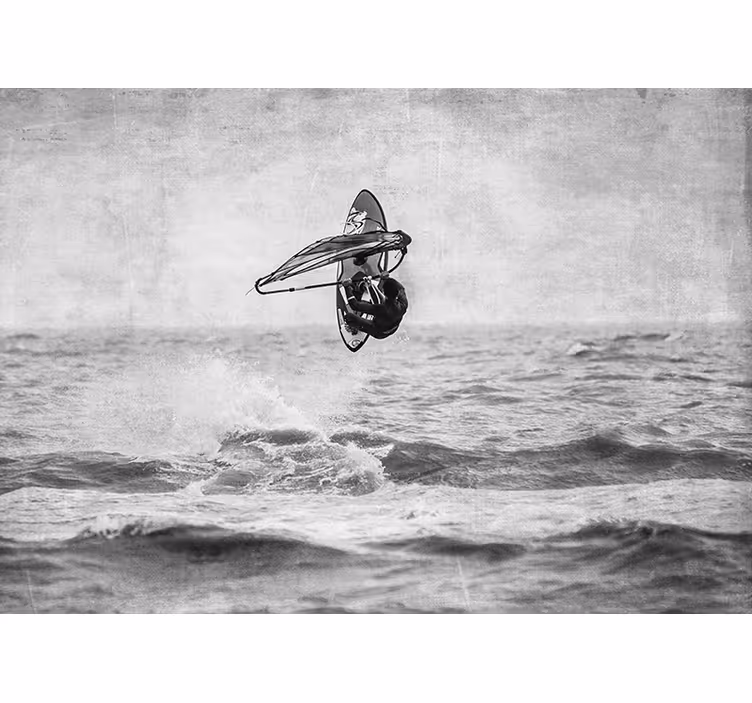 Fototapet grå windsurf svart og hvit - Tenstickers