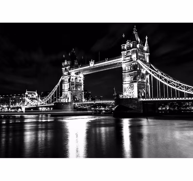Fototapet svart london bridge om natten - Tenstickers