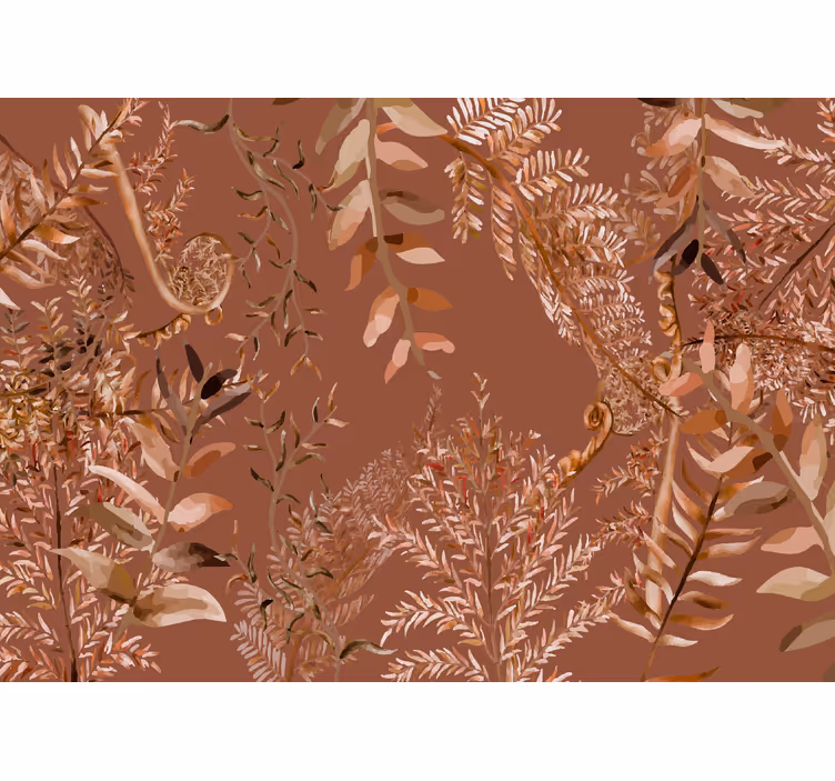 Terracotta fototapet med tette blader - Tenstickers
