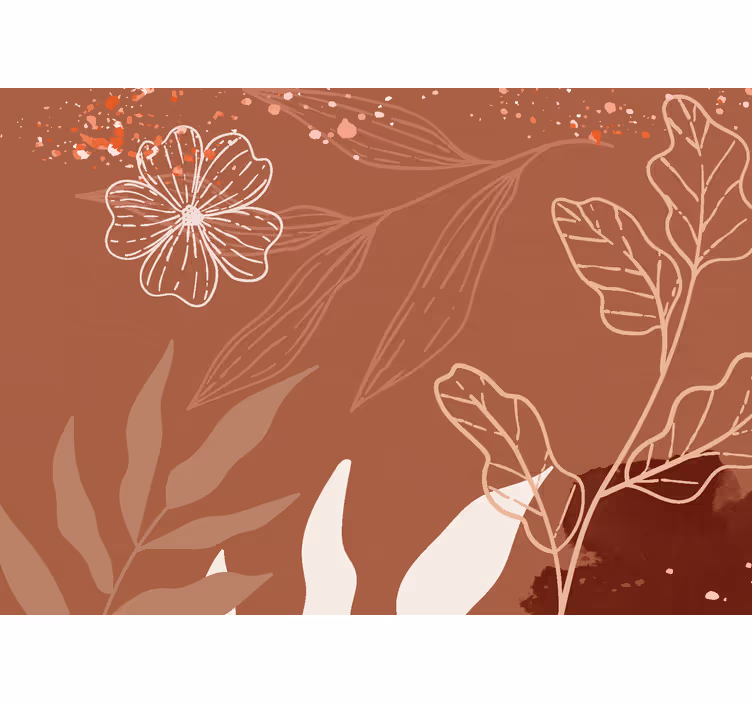 Terracotta fototapet med minimalistisk bladdesign - Tenstickers