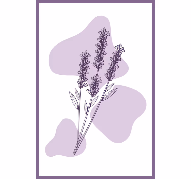 Fototapet lilla med tegning av lavendelplante - Tenstickers