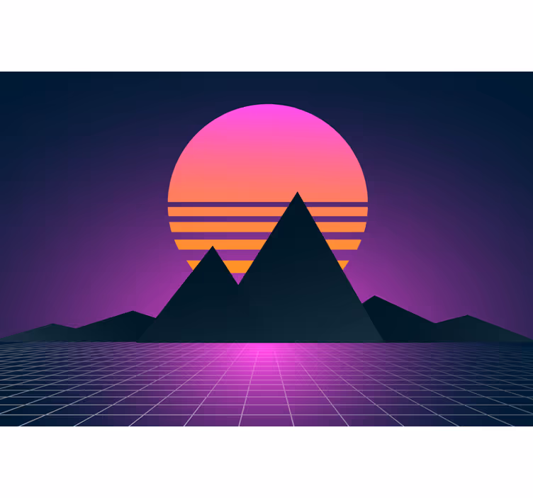 Fototapet lilla vintage og retro sol - Tenstickers