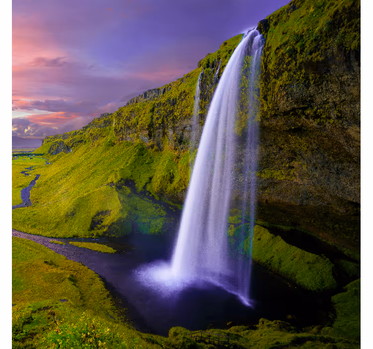 Fototapet inngang fjell med fossefall - Tenstickers