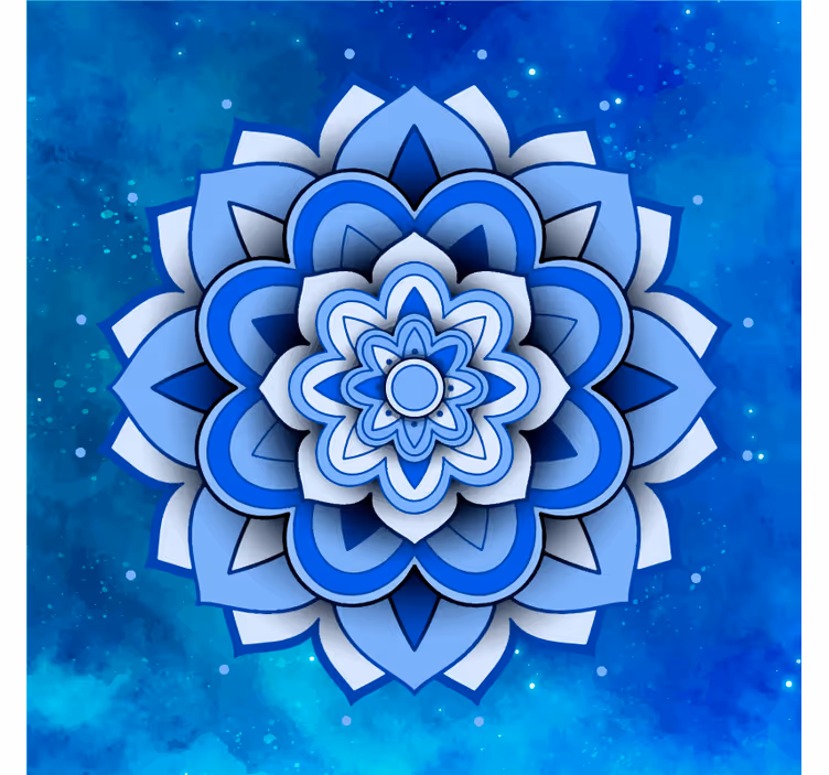 Fototapet blå mandala blomster - Tenstickers