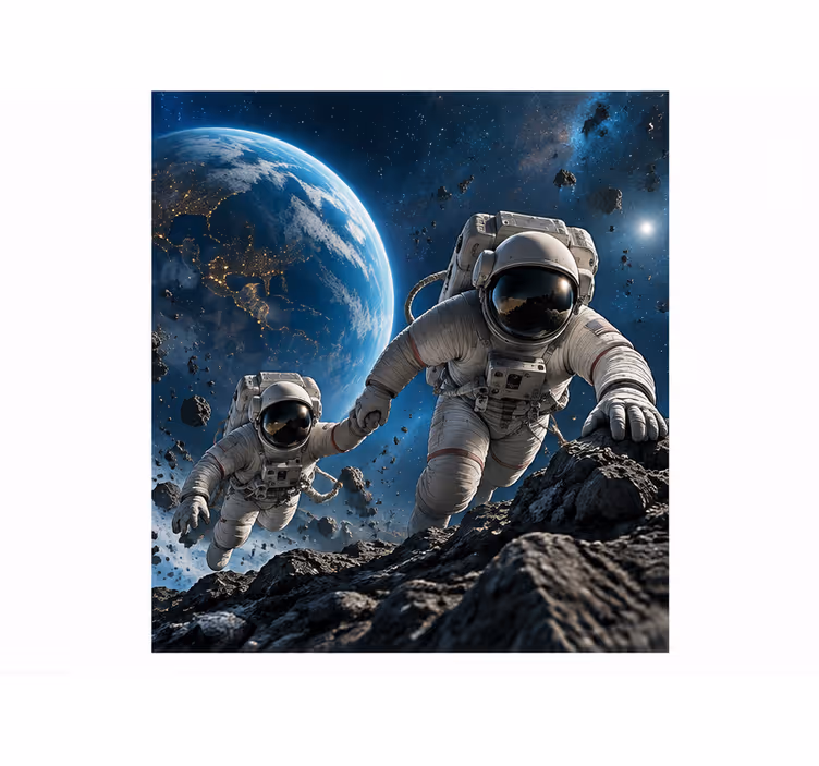 Fototapet blå astronauter under press - Tenstickers
